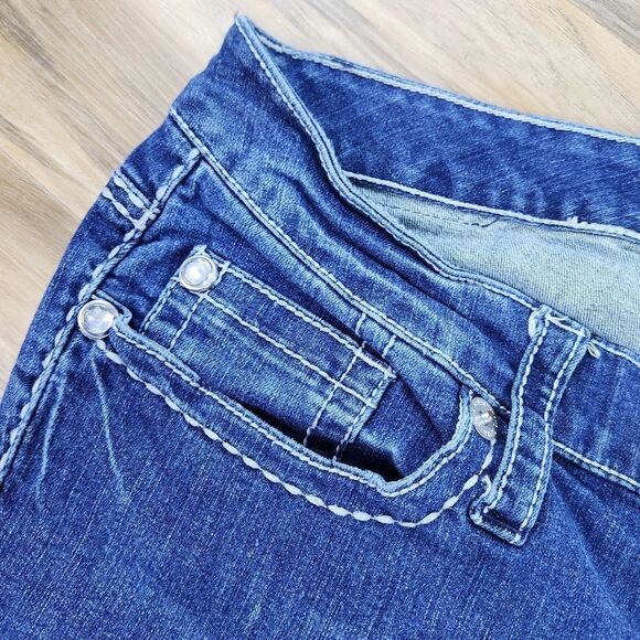 💇‍♀️Seven7 Blue Medium Wash Adjustable Leg Cropped Jeans Size 18 - Picture 9 of 12